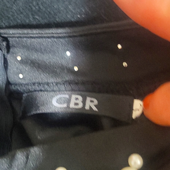 Women's Large CBR Assymetrical Long-Sleeved Pearl-Studded Mini-Dress (WORN ONCE! - Picture 3 of 3